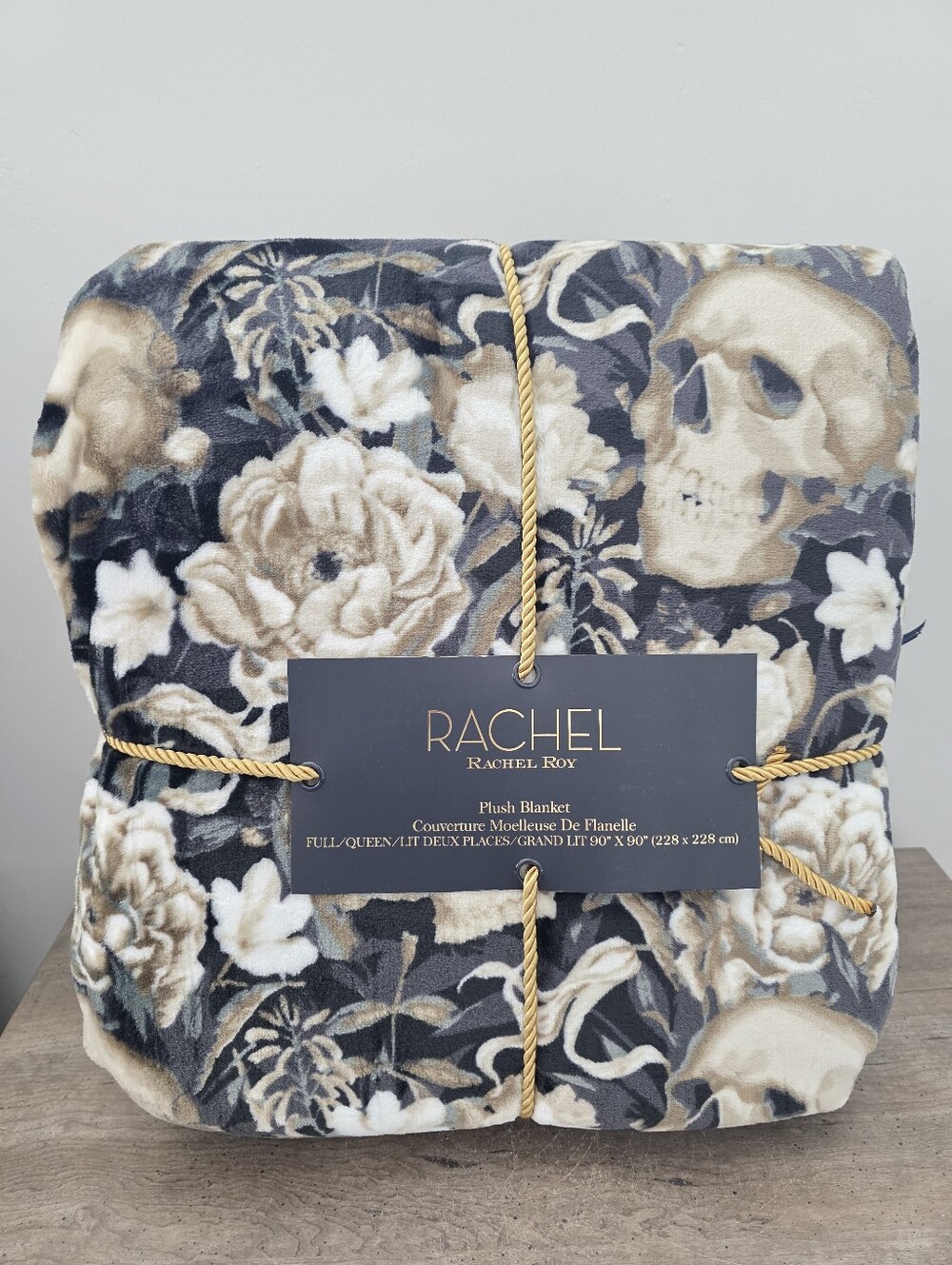Rachel Roy Plush Blanket Full/Queen Skull Floral New Viral